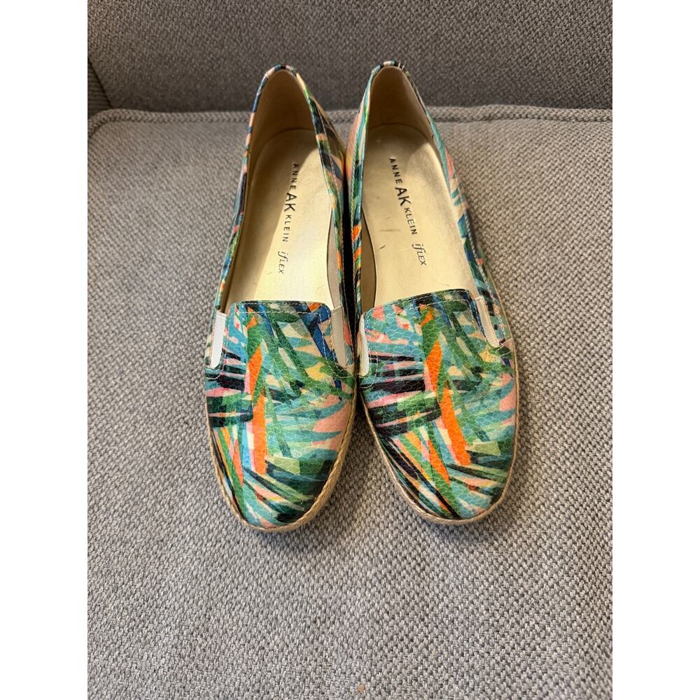 Anne Klein Iflex tropical leaf print slip-on shoes natural sole